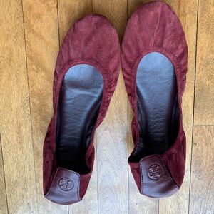 Tory Burch burgundy flats womens 11.